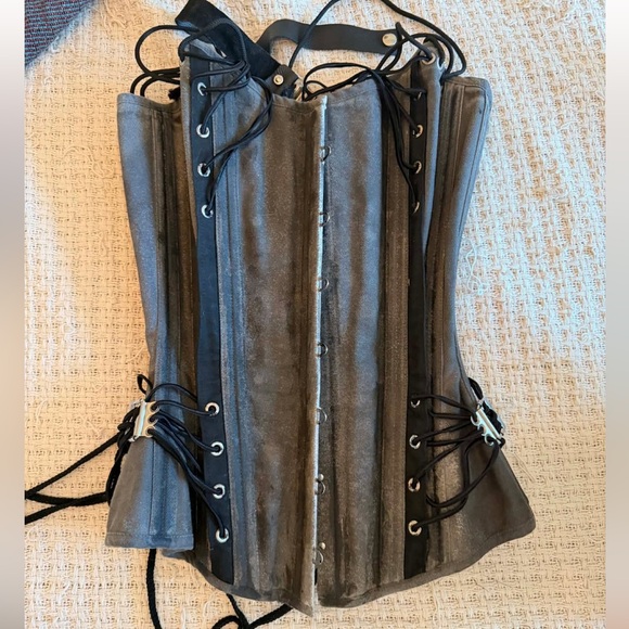 OOAK! Zombie grunge goth medical fan lacing corset Sz. M 22" waist - Picture 2 of 5